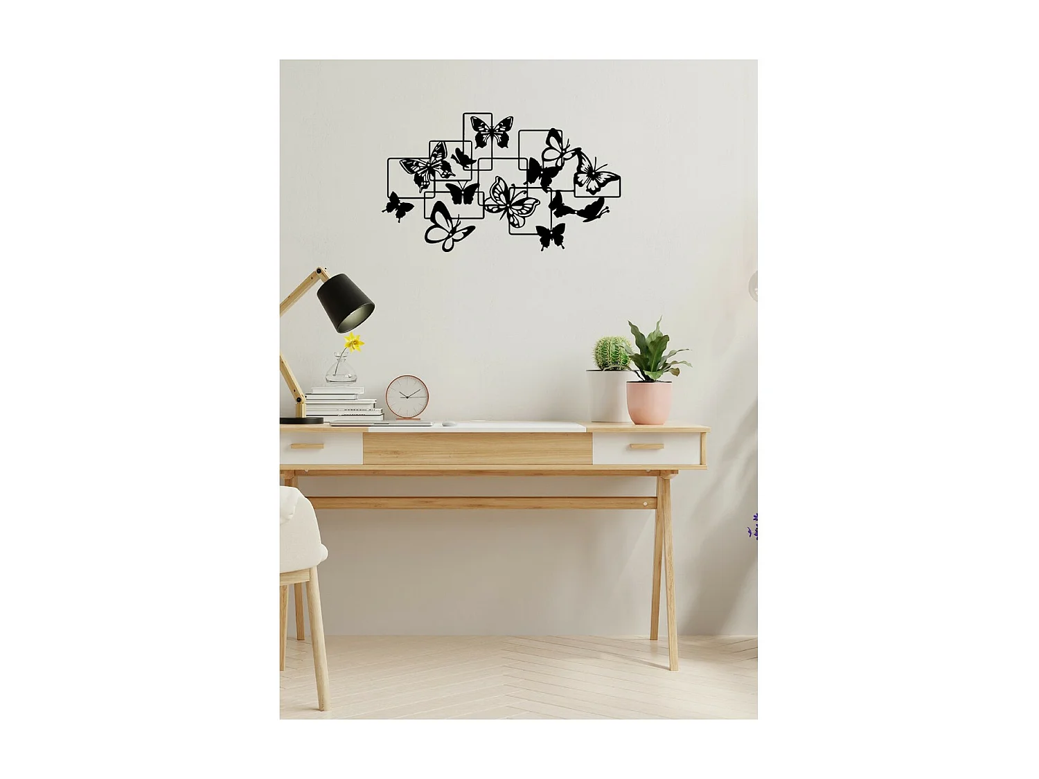 Décoration en Métal Papillon 5, Noir, 69x1,5x40 cm, EPIKASA