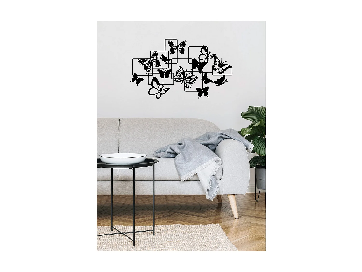 Décoration en Métal Papillon 5, Noir, 69x1,5x40 cm, EPIKASA