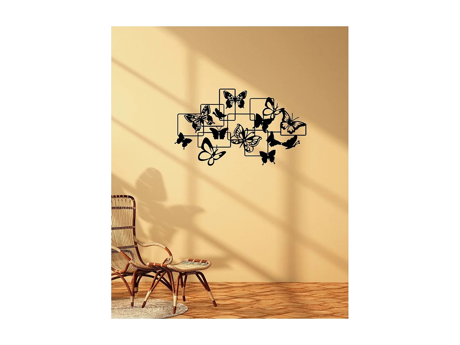 Décoration en Métal Papillon 5, Noir, 69x1,5x40 cm, EPIKASA