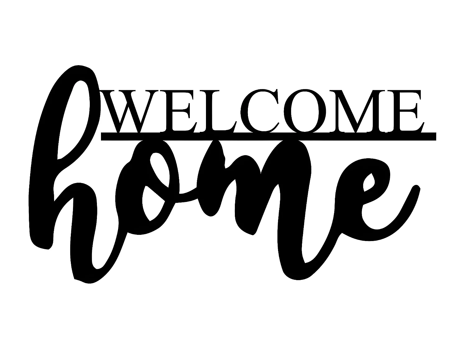 Dekoracja Metalowa Welcome Home, Czarny, 53x1,5x29 cm, EPIKASA