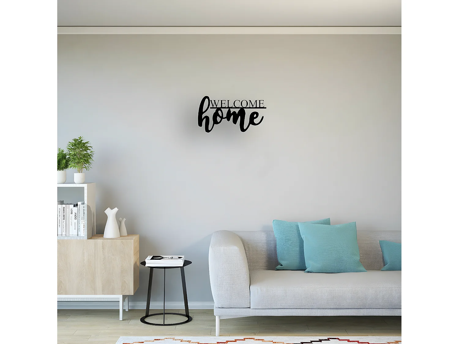 Dekoracja Metalowa Welcome Home, Czarny, 53x1,5x29 cm, EPIKASA