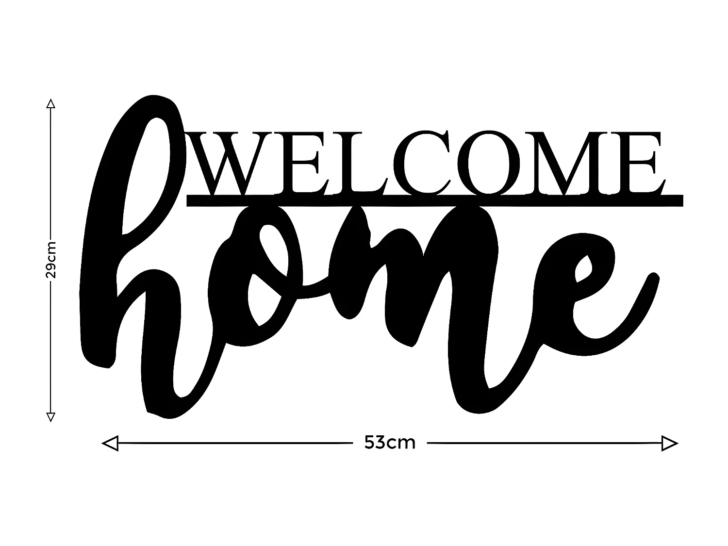 Dekoracja Metalowa Welcome Home, Czarny, 53x1,5x29 cm, EPIKASA