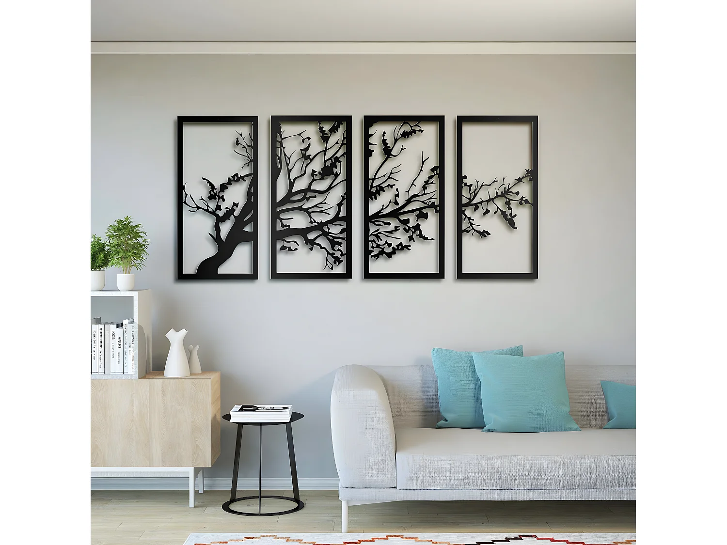 Metalen Decoratie Boom 18 - Zwart - 172x1,5x80 cm - EPIKASA