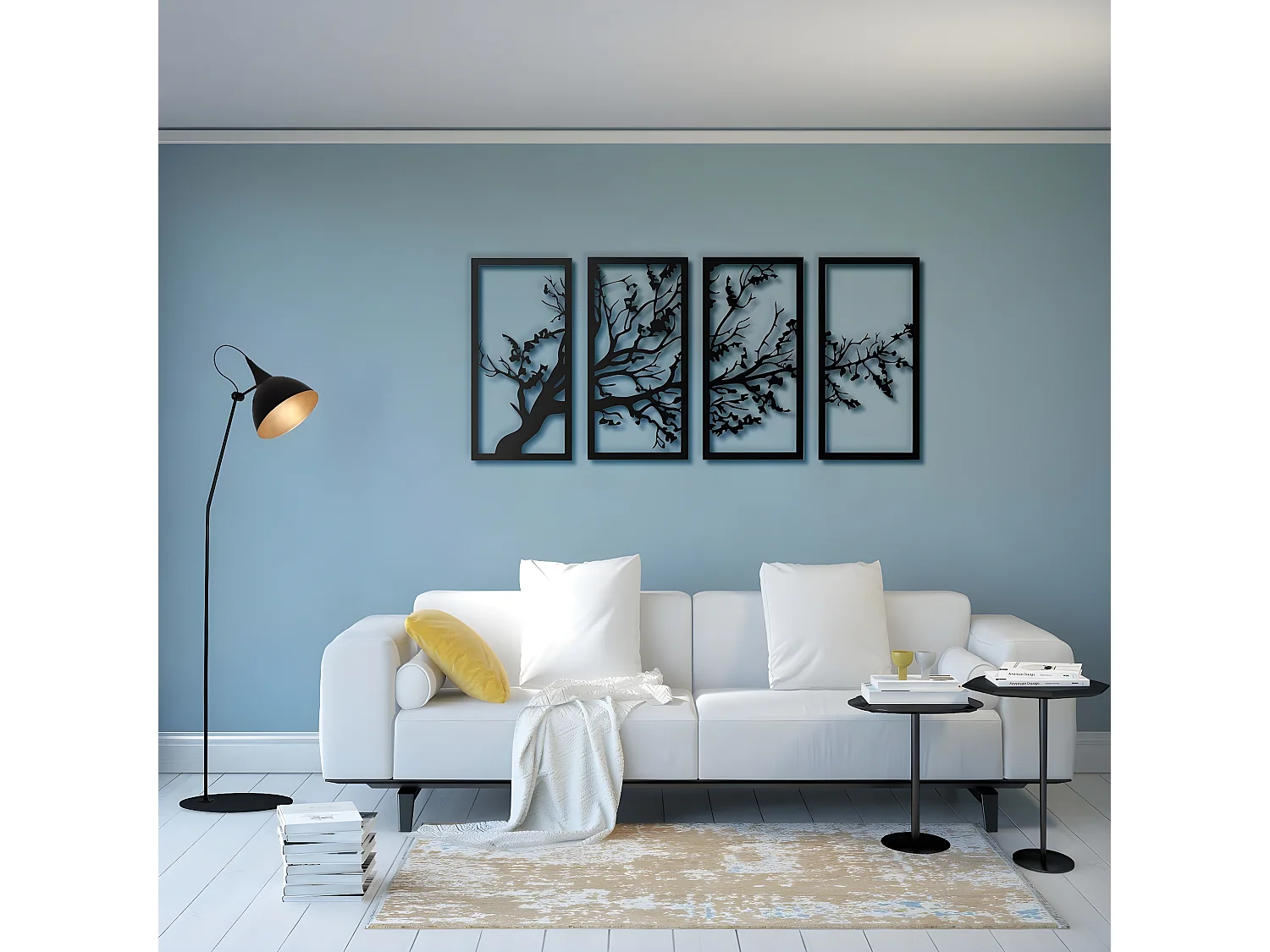 Metalen Decoratie Boom 18 - Zwart - 172x1,5x80 cm - EPIKASA