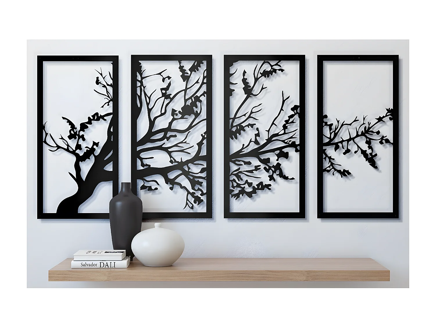 Metalen Decoratie Boom 18 - Zwart - 172x1,5x80 cm - EPIKASA