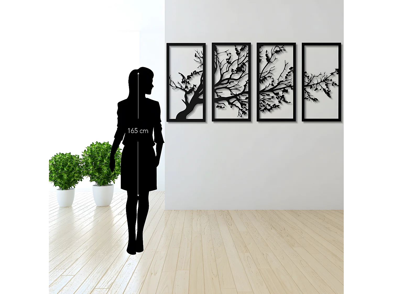 Metalen Decoratie Boom 18 - Zwart - 172x1,5x80 cm - EPIKASA