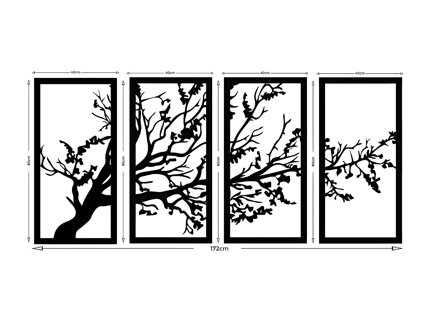 Metalen Decoratie Boom 18 - Zwart - 172x1,5x80 cm - EPIKASA