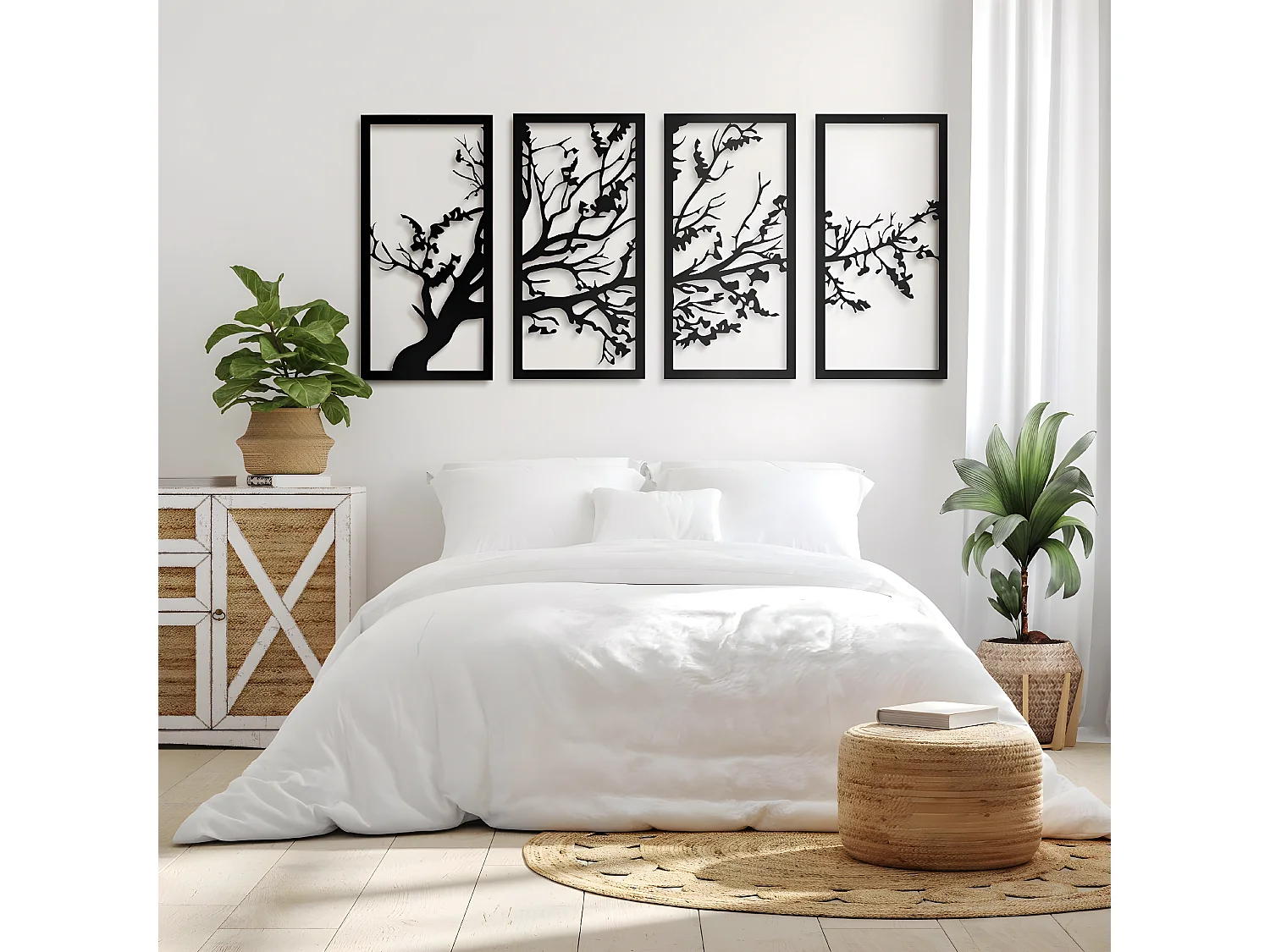 Metalen Decoratie Boom 18 - Zwart - 172x1,5x80 cm - EPIKASA