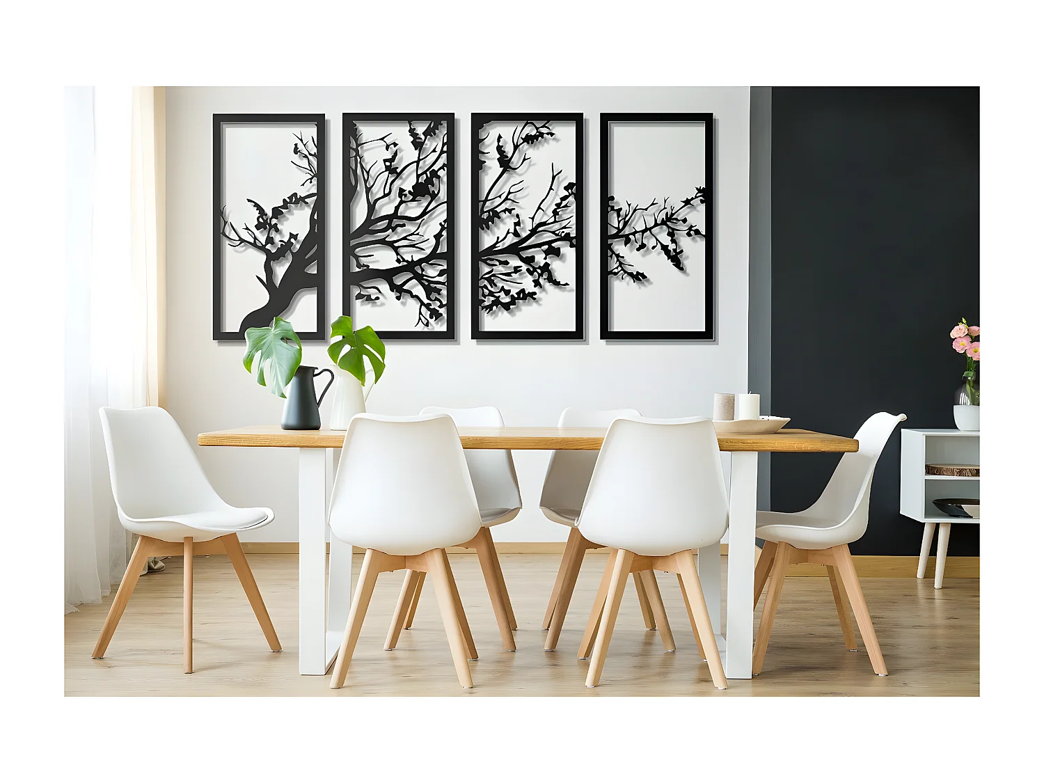 Metalen Decoratie Boom 18 - Zwart - 172x1,5x80 cm - EPIKASA