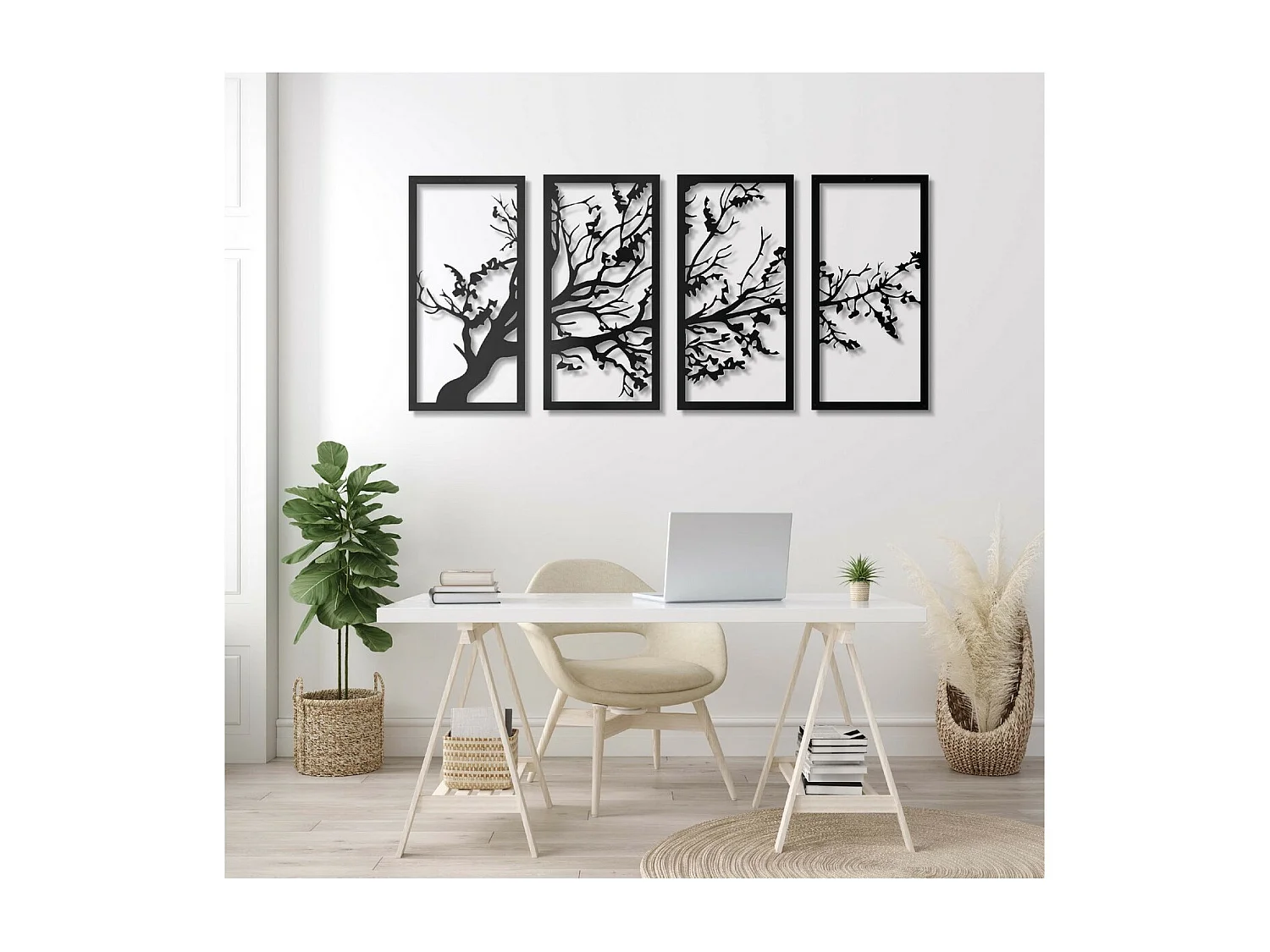 Metalen Decoratie Boom 18 - Zwart - 172x1,5x80 cm - EPIKASA