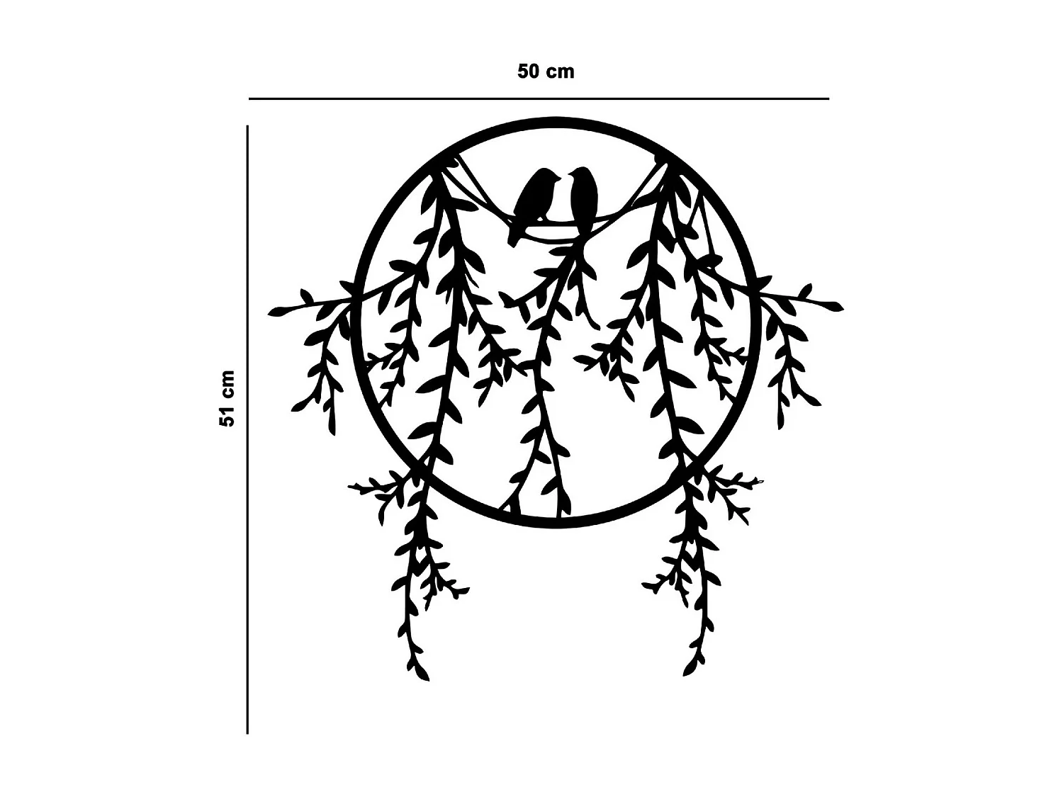 Dekoracja Metalowa Rośliny, Czarny, 51x1,5x50 cm, EPIKASA