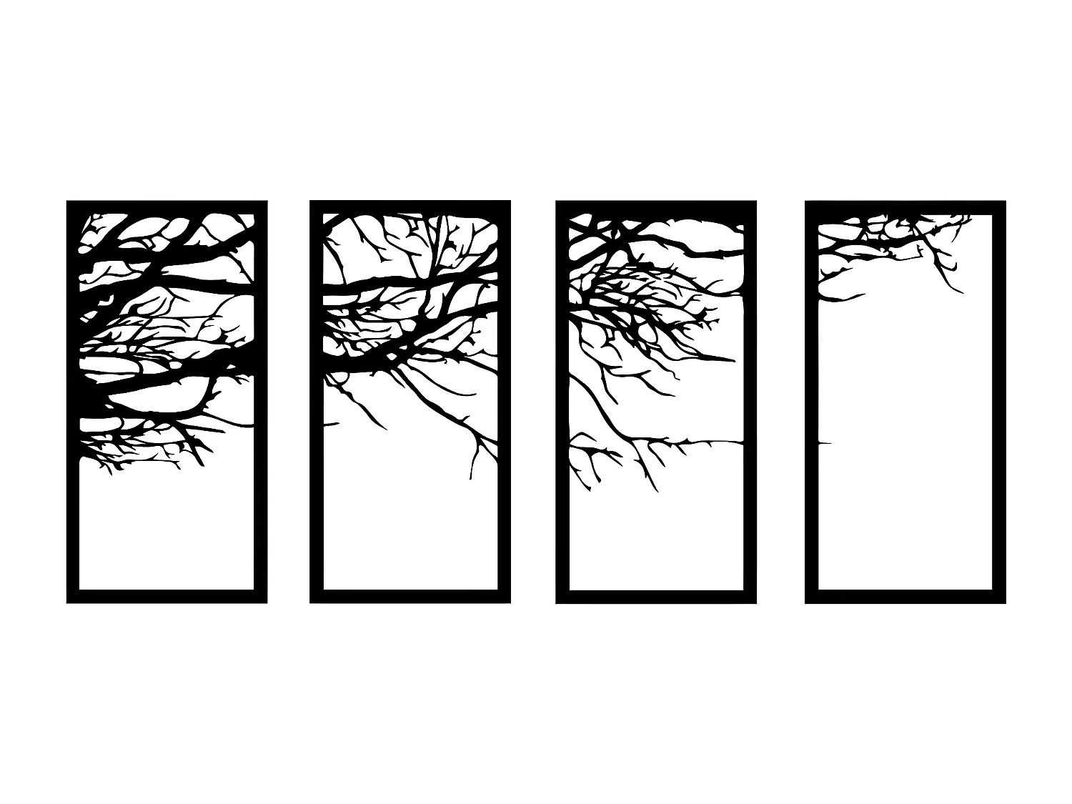 Metalen Decoratie Boom 22 - Zwart - 115x1,5x50 cm - EPIKASA