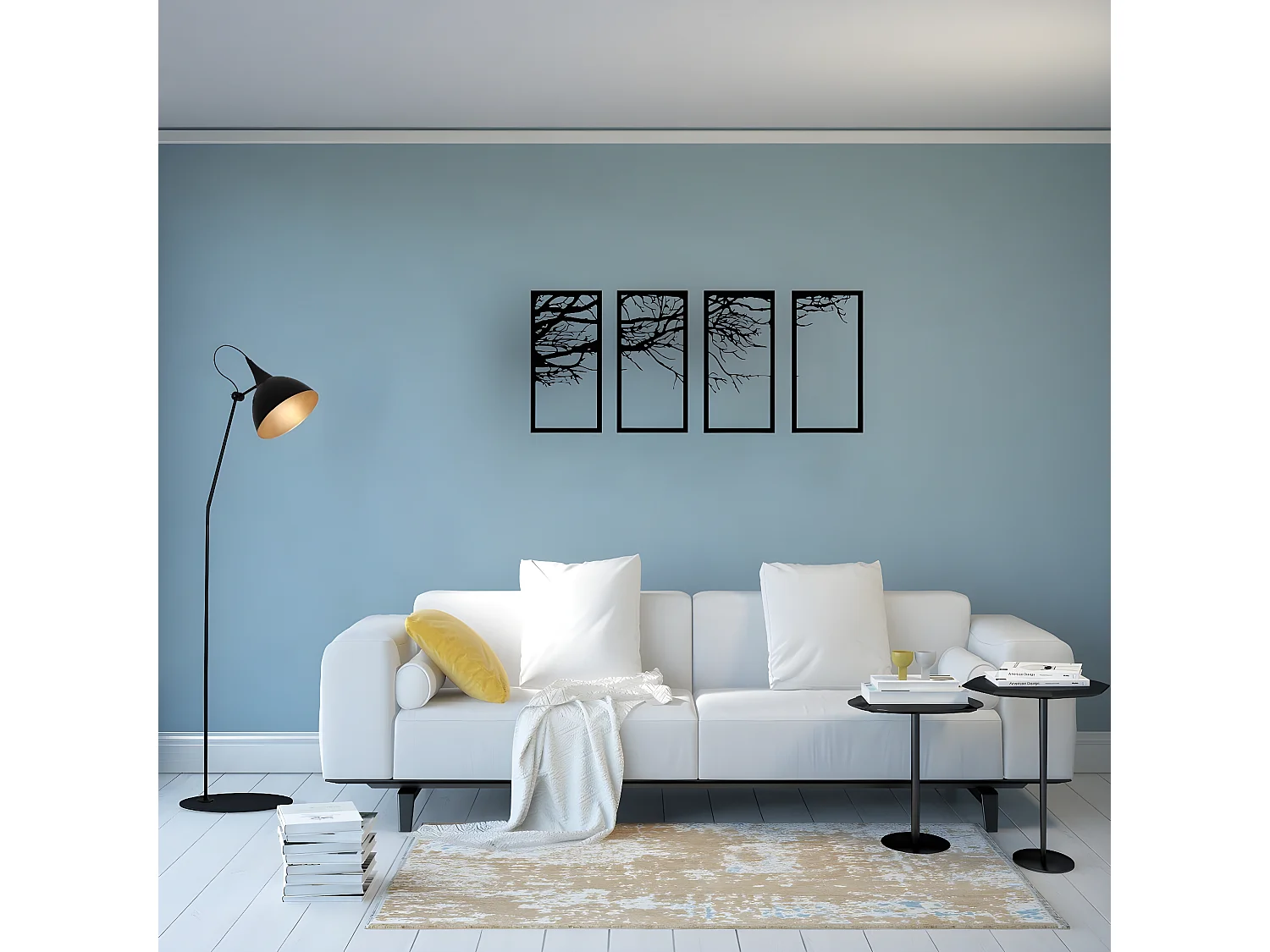 Metalen Decoratie Boom 22 - Zwart - 115x1,5x50 cm - EPIKASA