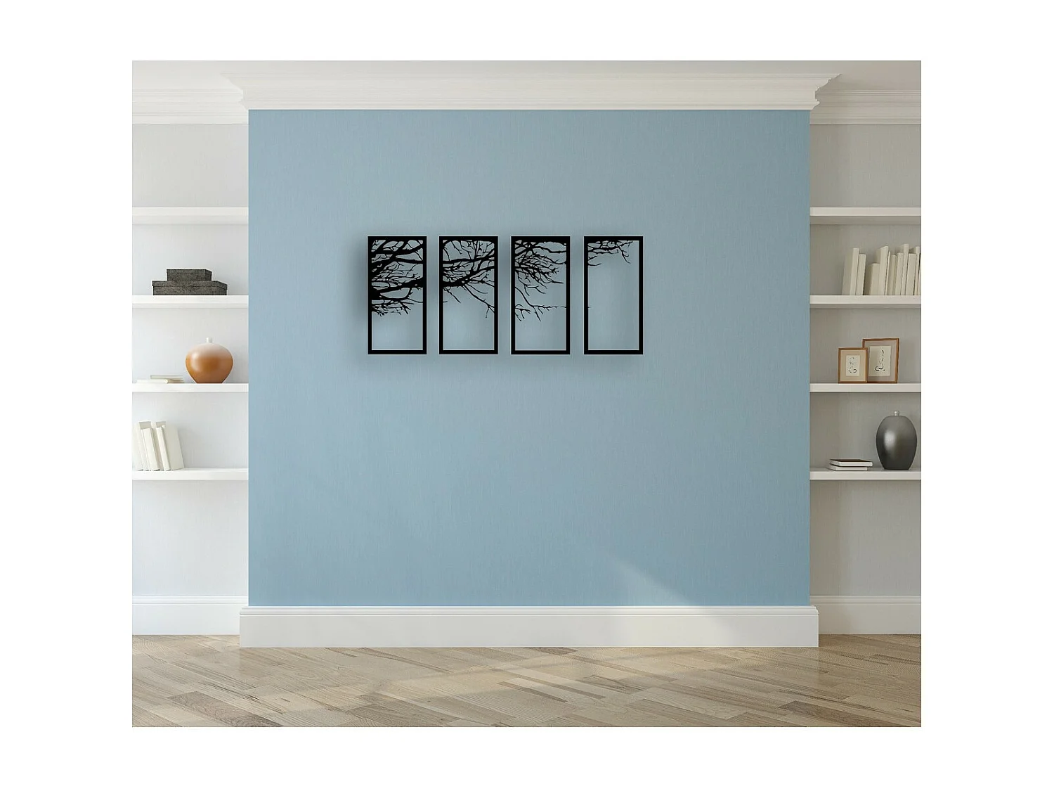 Metalen Decoratie Boom 22 - Zwart - 115x1,5x50 cm - EPIKASA