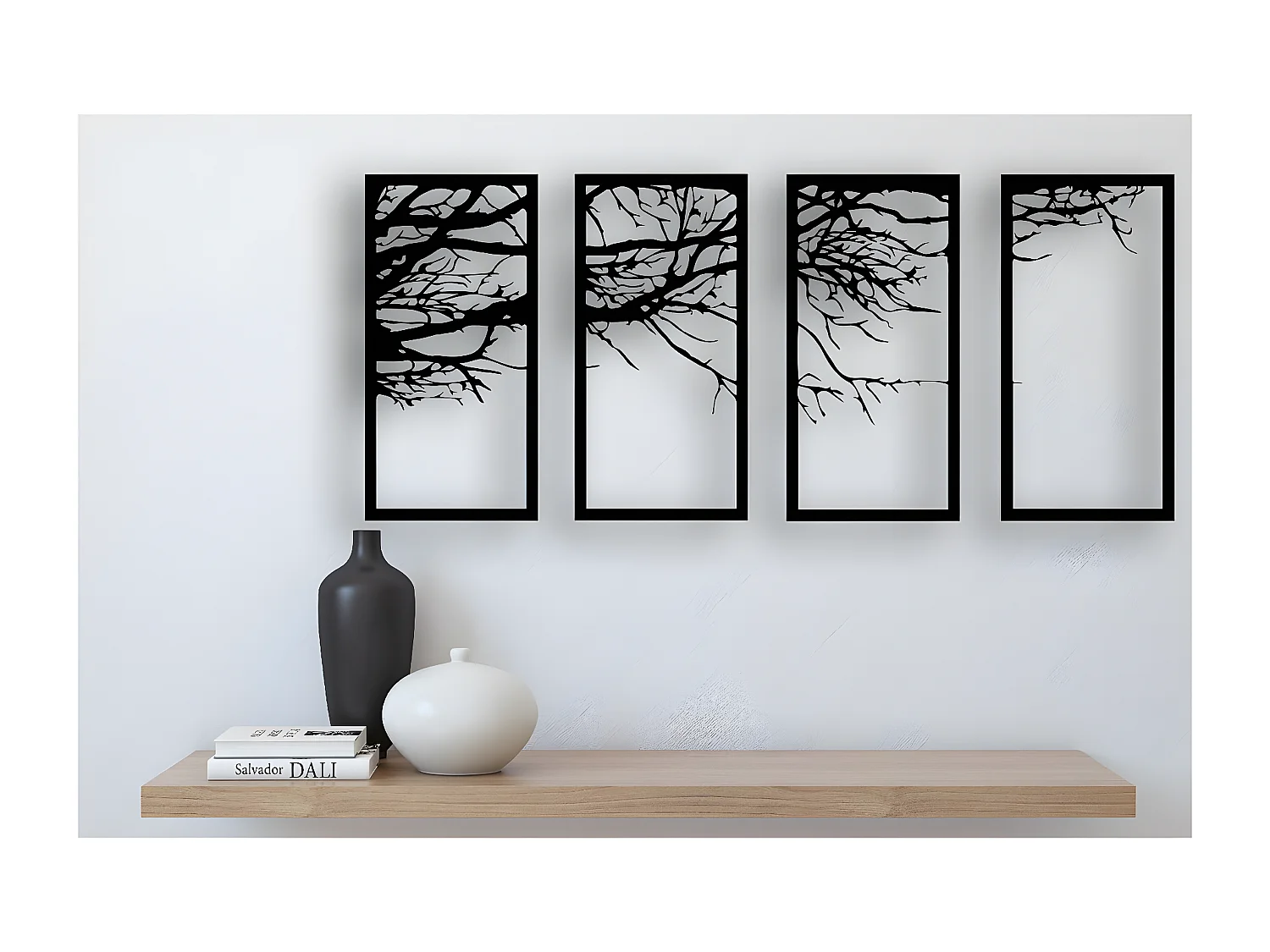 Metalen Decoratie Boom 22 - Zwart - 115x1,5x50 cm - EPIKASA