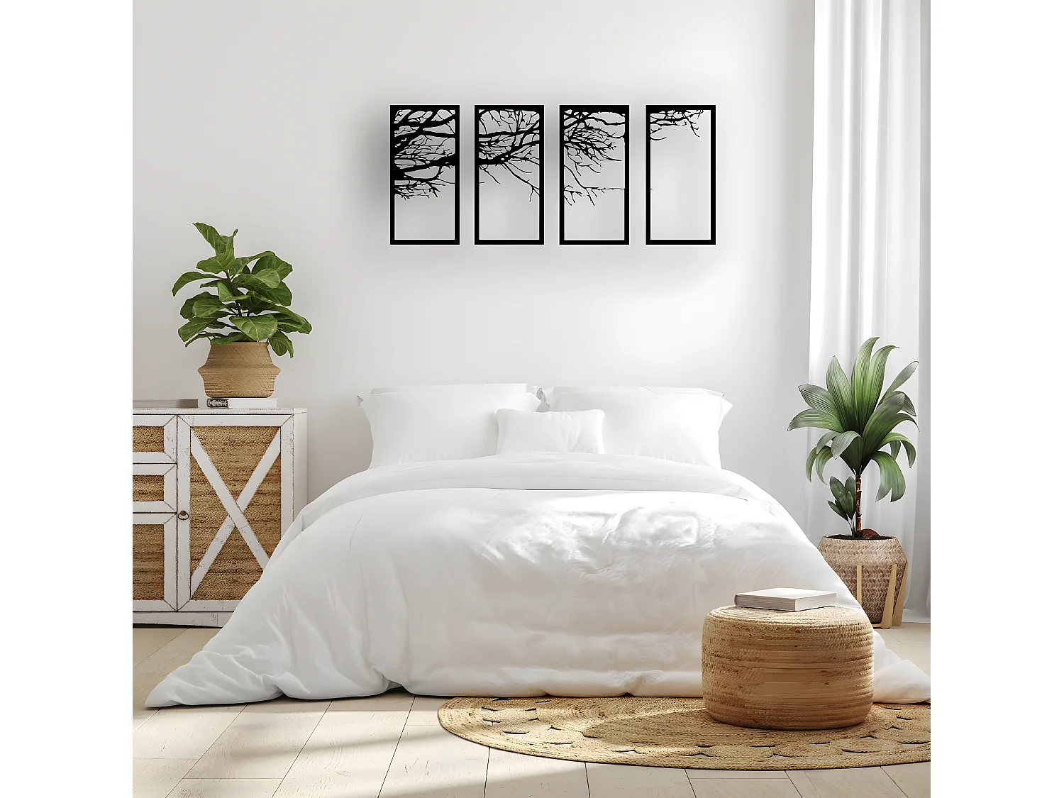 Metalen Decoratie Boom 22 - Zwart - 115x1,5x50 cm - EPIKASA