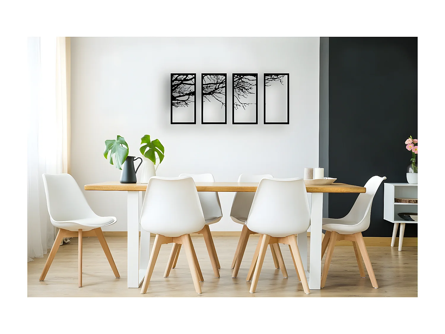 Metalen Decoratie Boom 22 - Zwart - 115x1,5x50 cm - EPIKASA