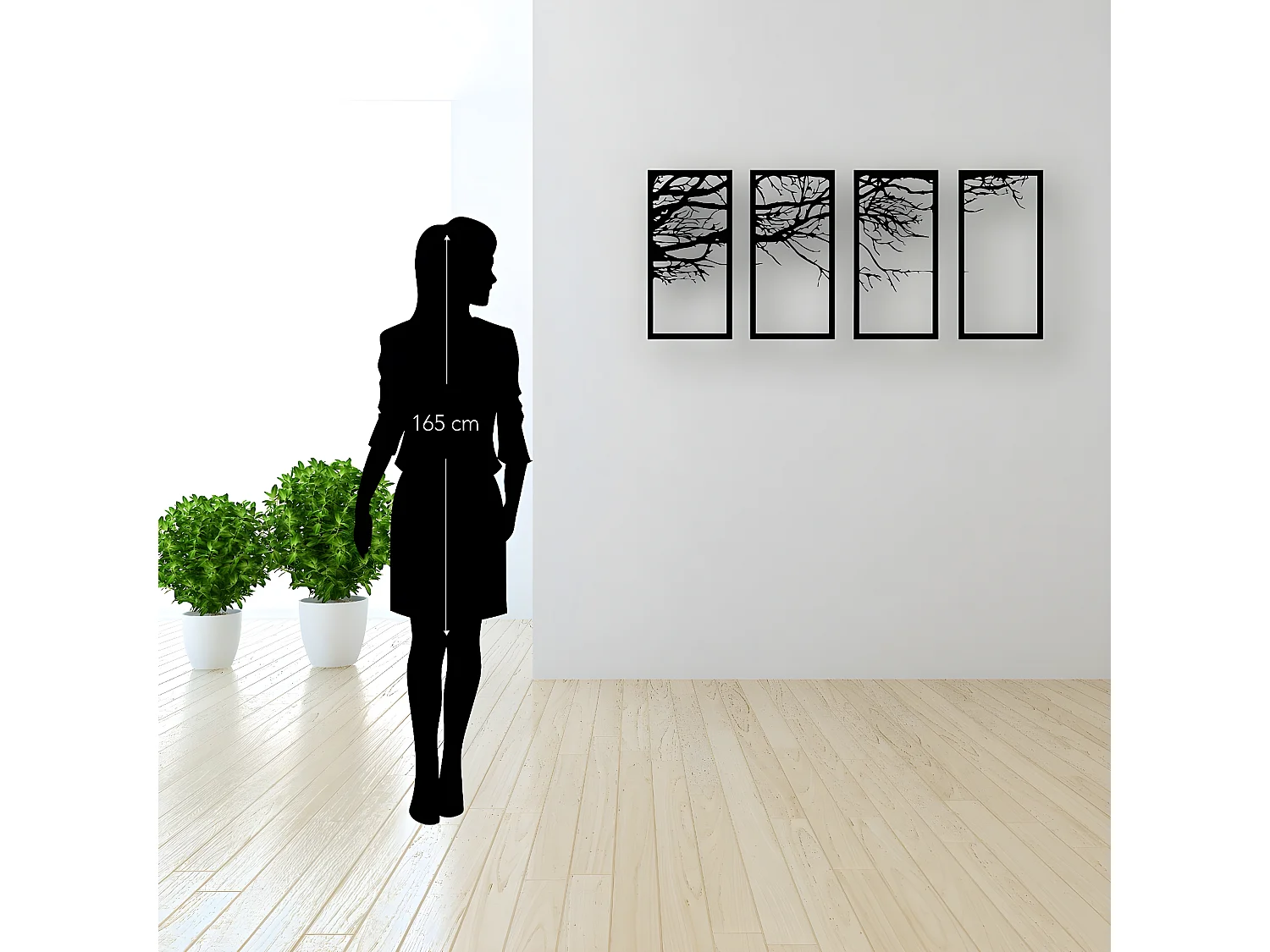 Metalen Decoratie Boom 22 - Zwart - 115x1,5x50 cm - EPIKASA