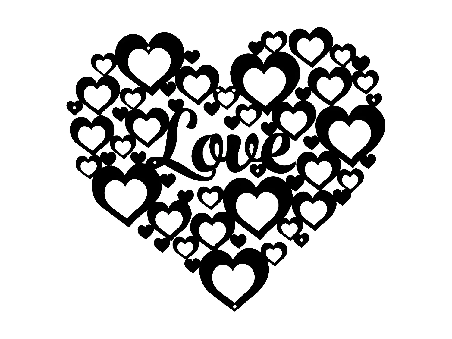 Décoration en Métal Cœur 5, Noir, 50x1,5x45 cm, EPIKASA