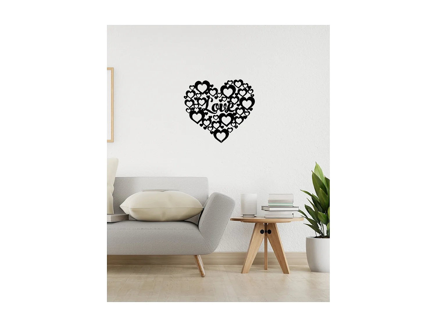 Décoration en Métal Cœur 5, Noir, 50x1,5x45 cm, EPIKASA