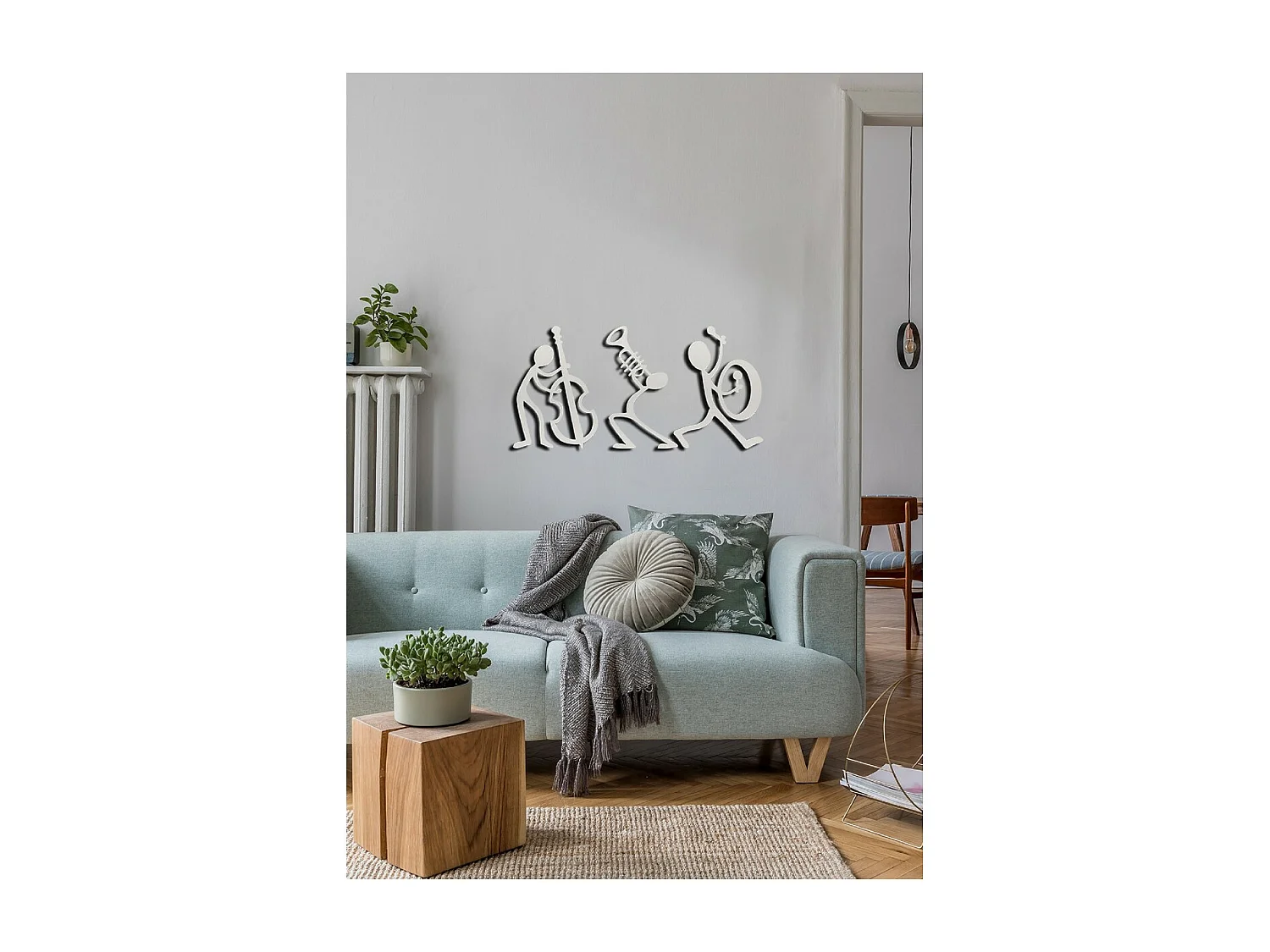 Metalen Decoratie Jazz 8 - Zilver - 83x1,5x42 cm - EPIKASA