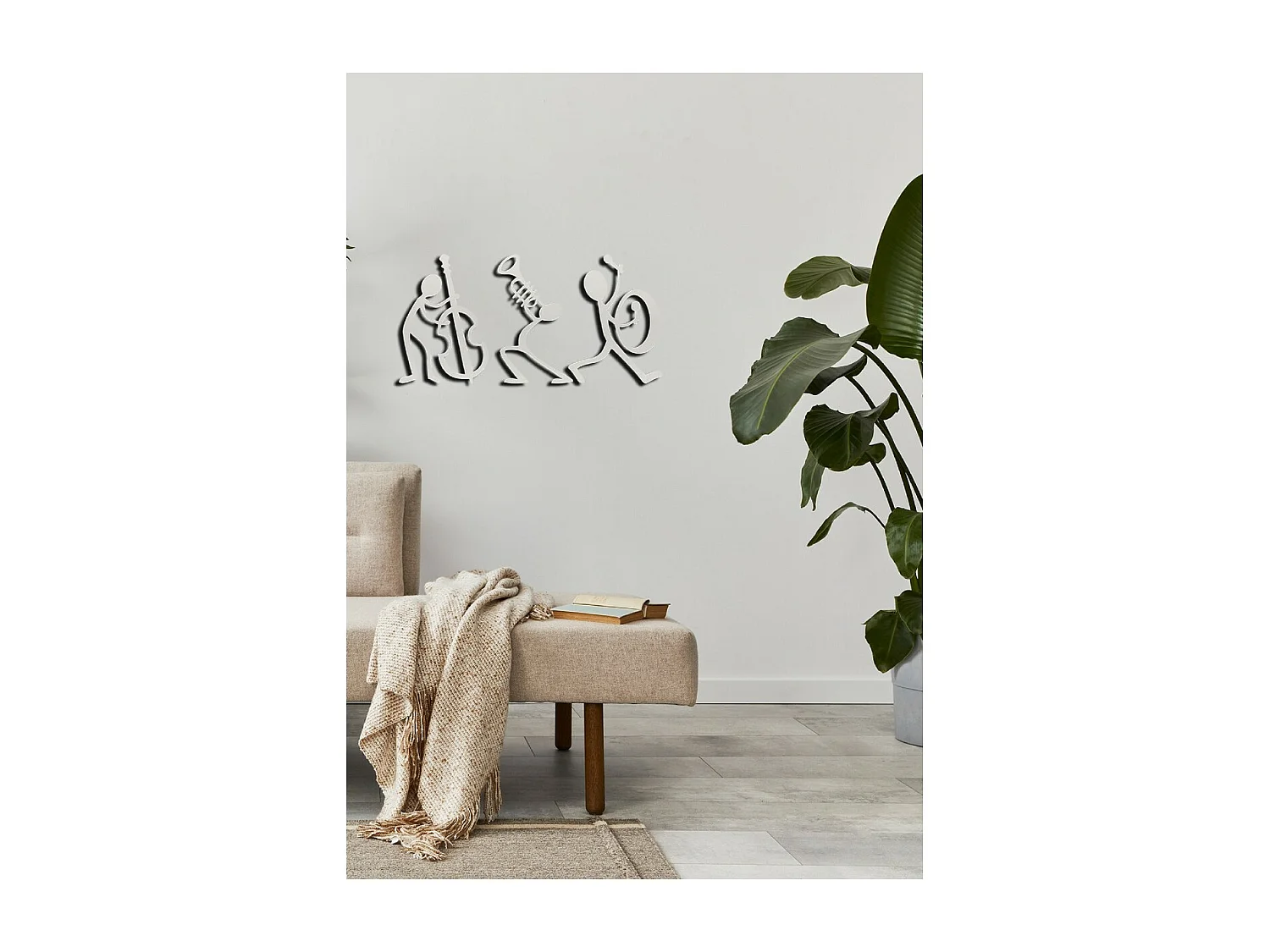 Metalen Decoratie Jazz 8 - Zilver - 83x1,5x42 cm - EPIKASA