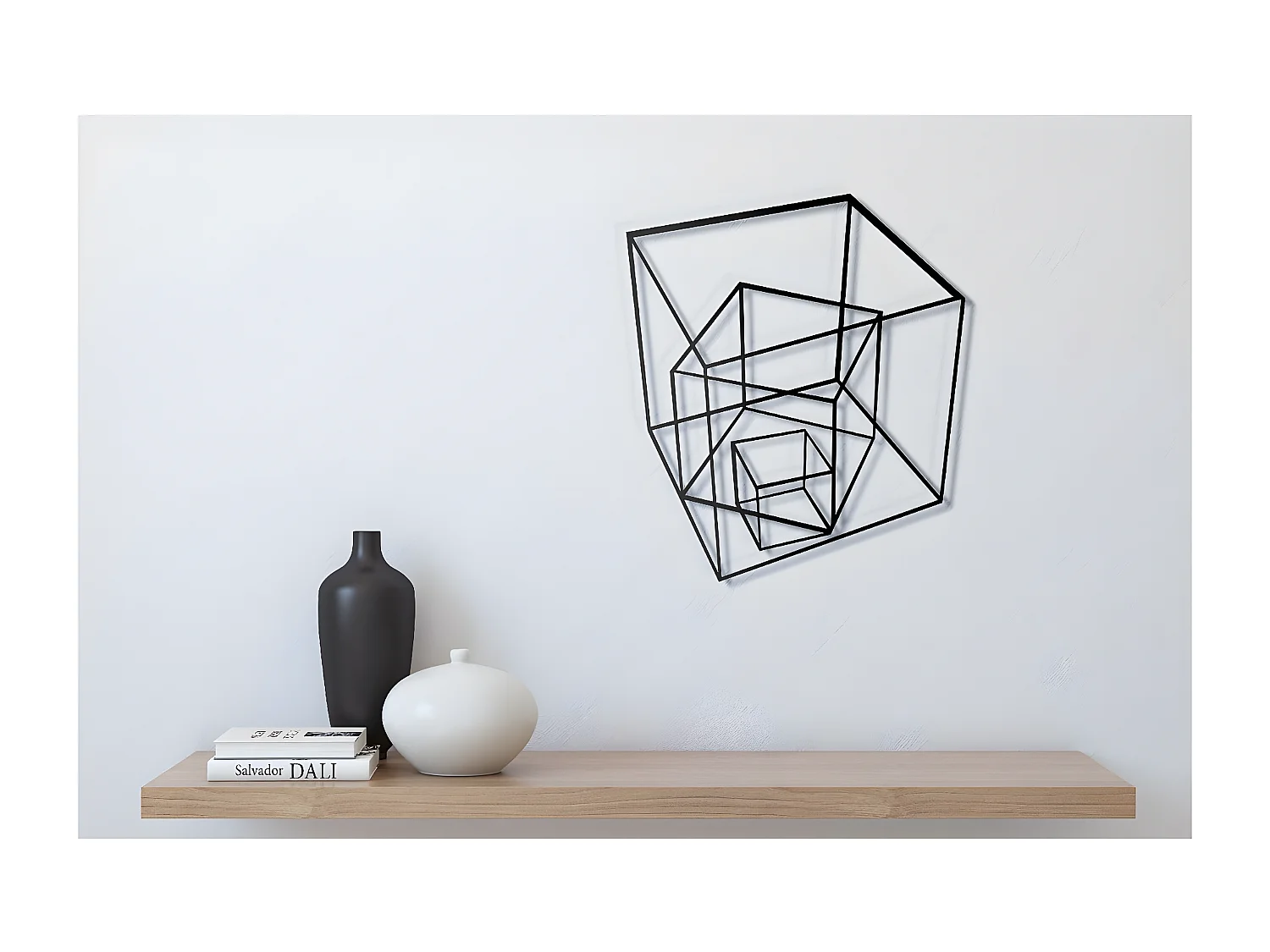 Metalen Decoratie Kubus 6 - Zwart - 50x1,5x57 cm - EPIKASA