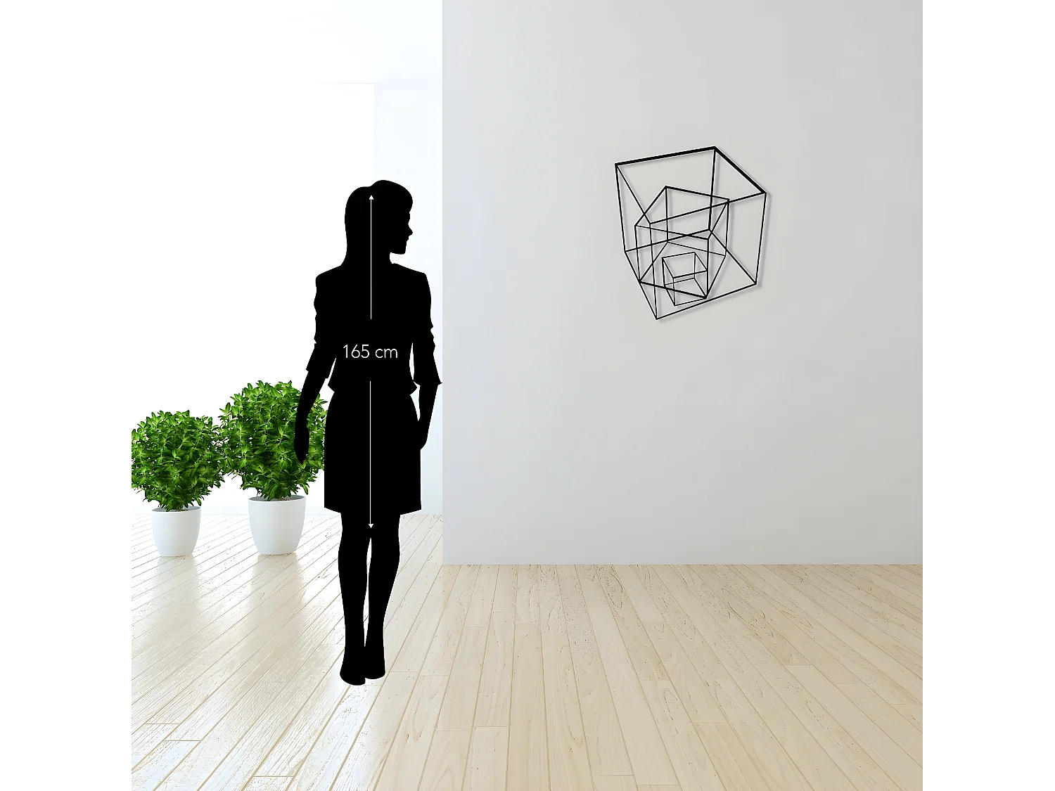 Metalen Decoratie Kubus 6 - Zwart - 50x1,5x57 cm - EPIKASA