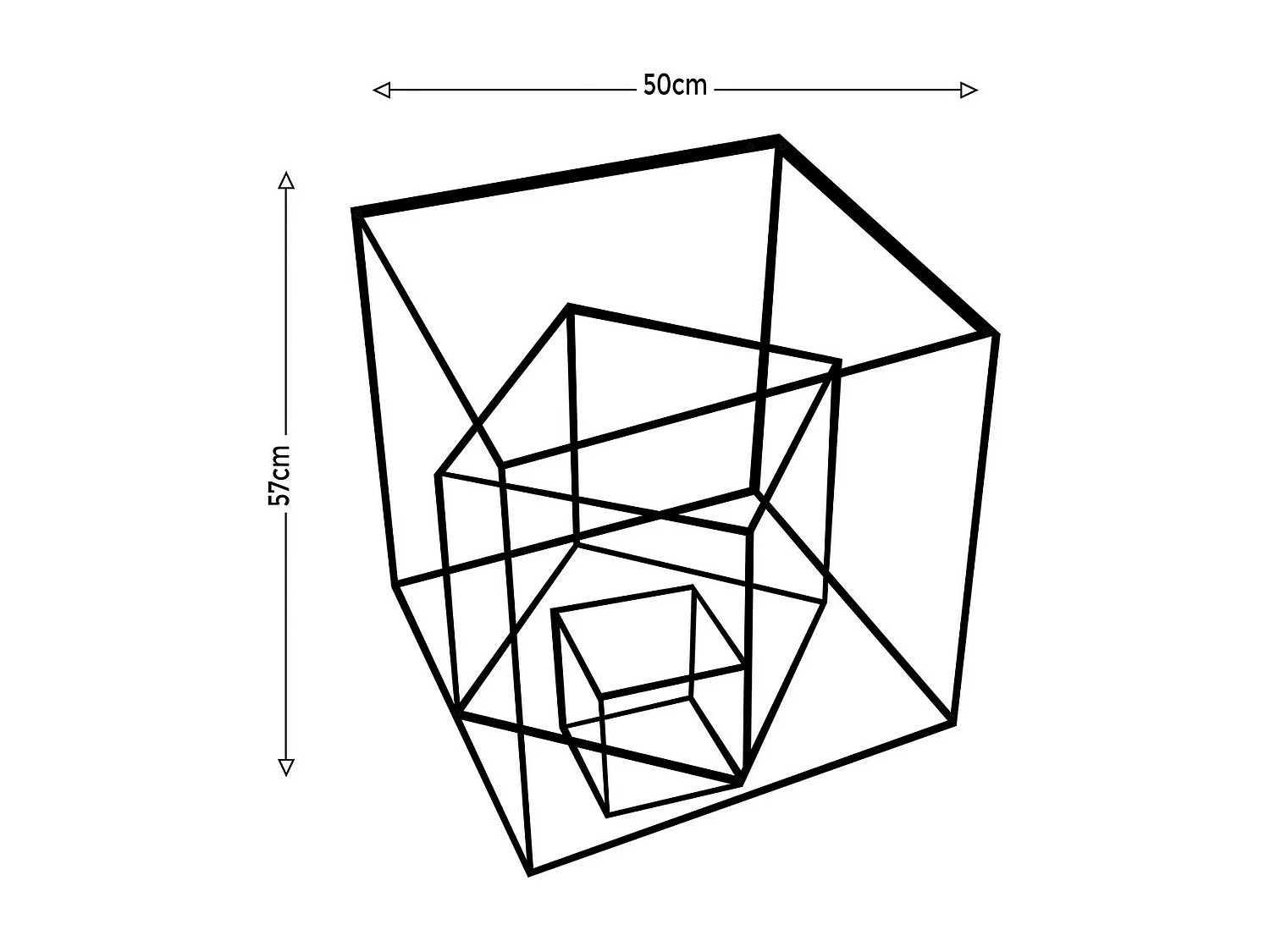 Metalen Decoratie Kubus 6 - Zwart - 50x1,5x57 cm - EPIKASA