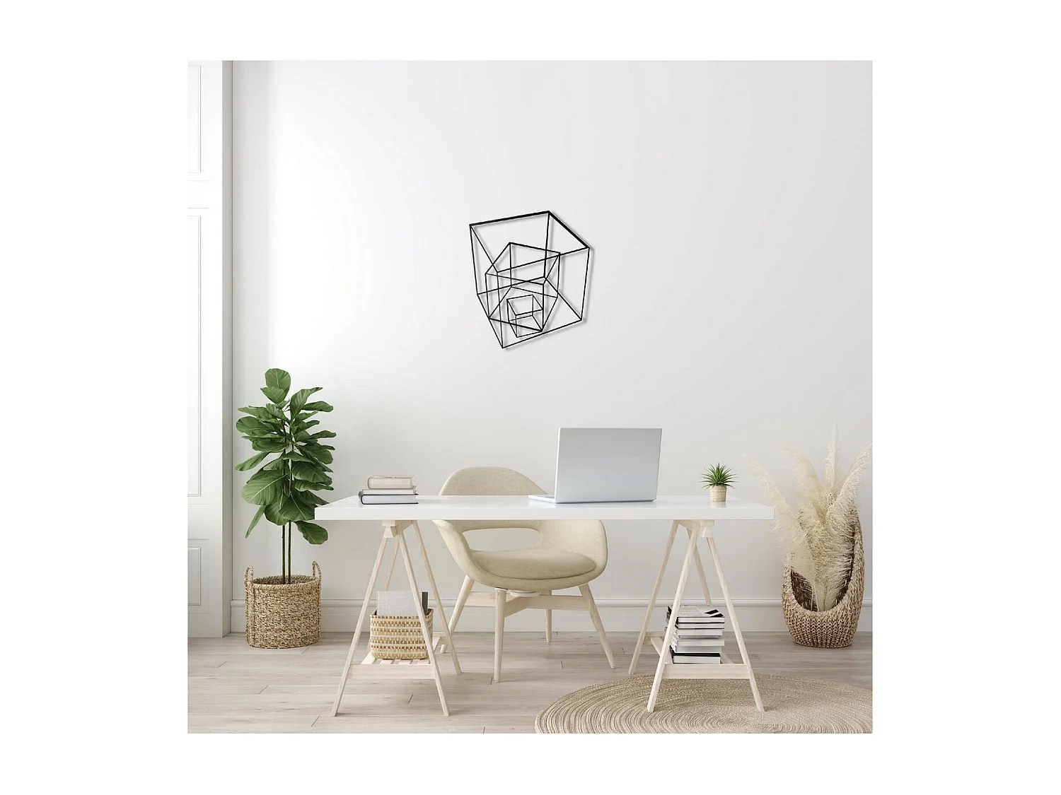 Dekoracja Metalowa Cube 6, Czarny, 50x1,5x57 cm, EPIKASA