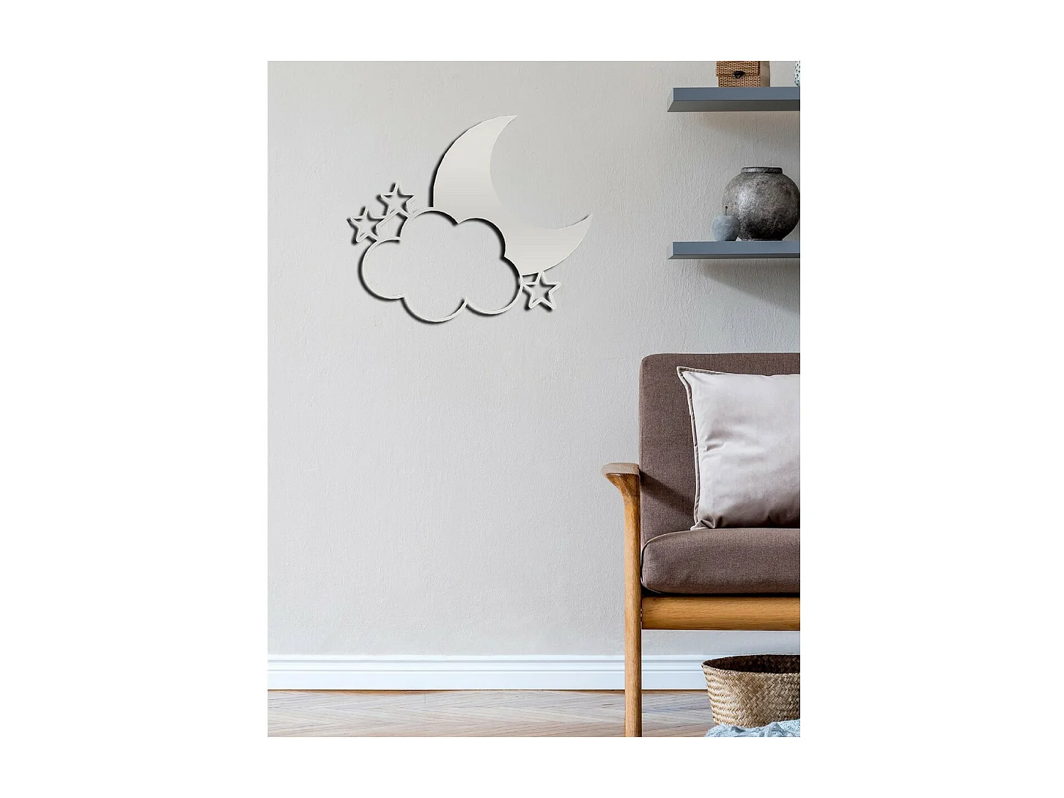 Décoration en Métal Lune 6, Argent, 59x1,5x50 cm, EPIKASA