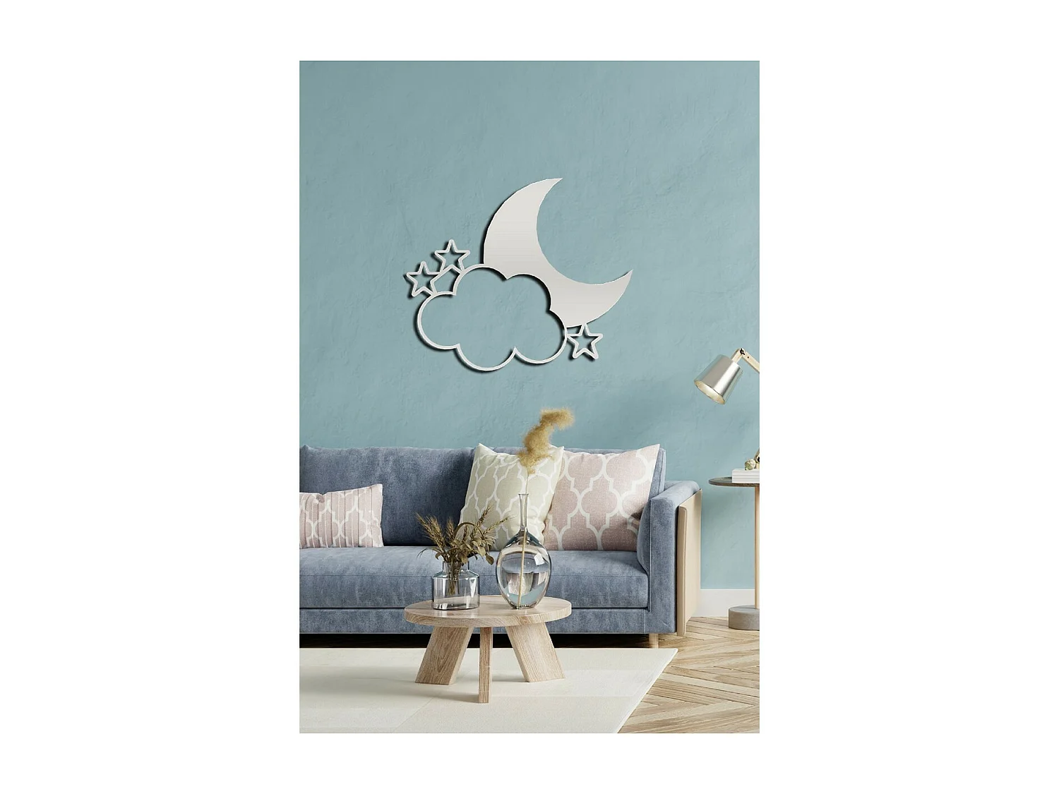 Décoration en Métal Lune 6, Argent, 59x1,5x50 cm, EPIKASA