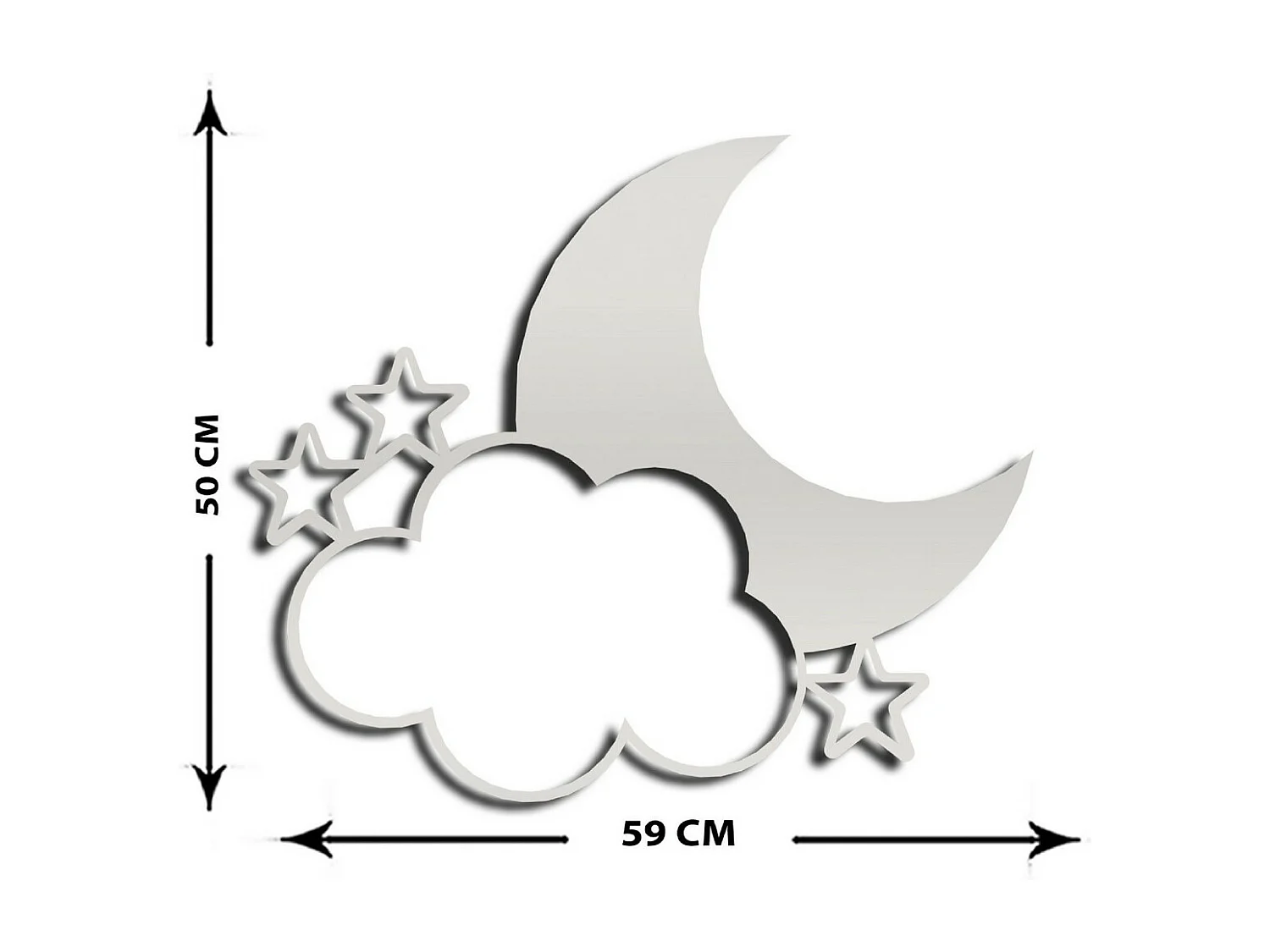 Décoration en Métal Lune 6, Argent, 59x1,5x50 cm, EPIKASA