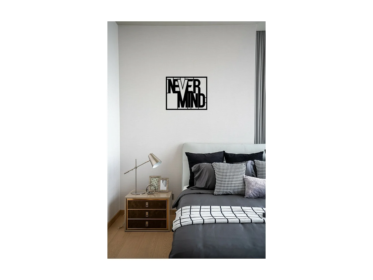 Décoration en Métal Never Mind, Noir, 50x1,5x40 cm, EPIKASA