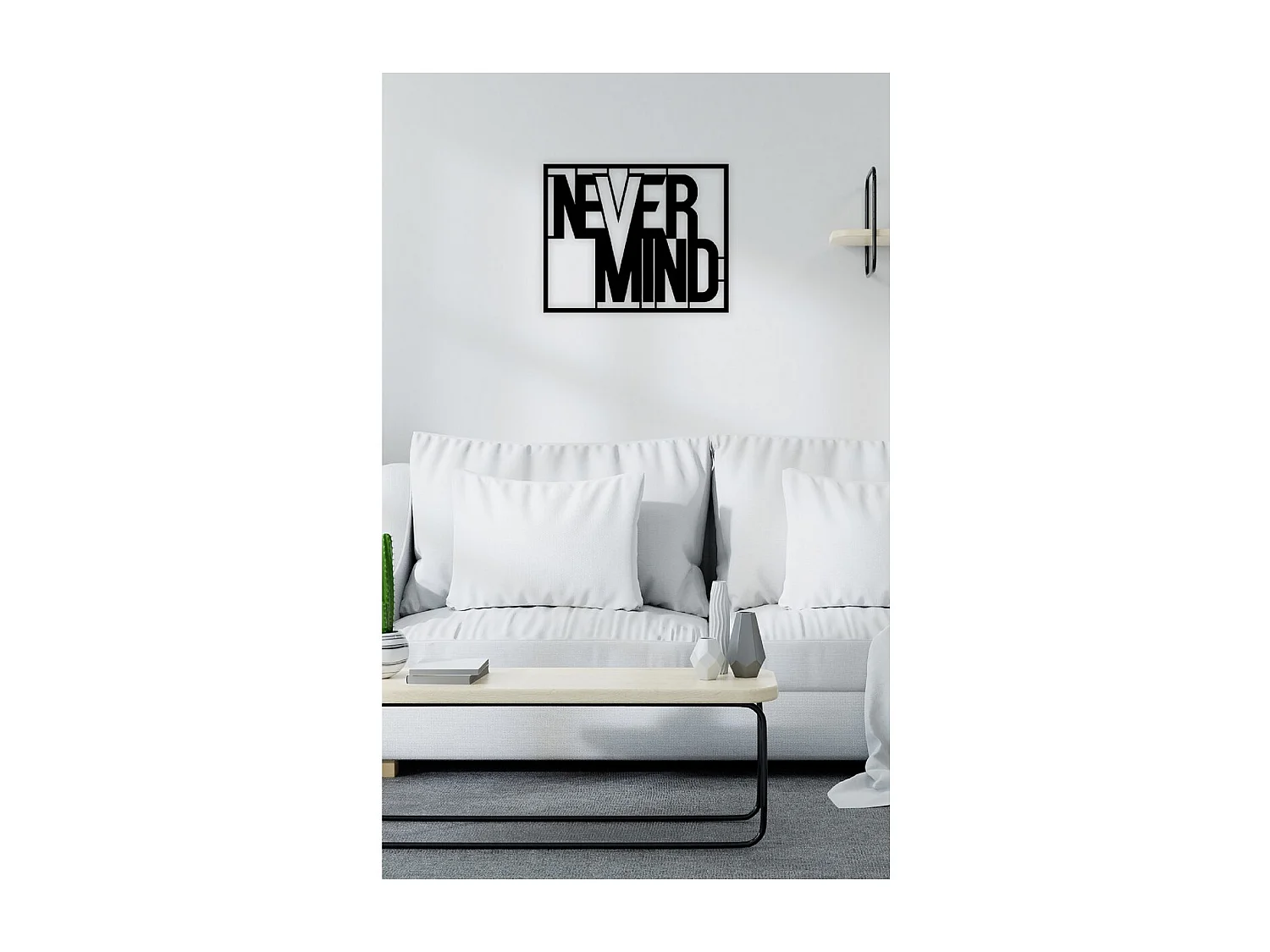 Décoration en Métal Never Mind, Noir, 50x1,5x40 cm, EPIKASA