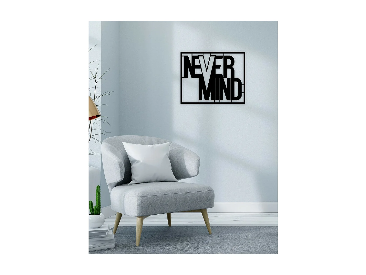 Décoration en Métal Never Mind, Noir, 50x1,5x40 cm, EPIKASA