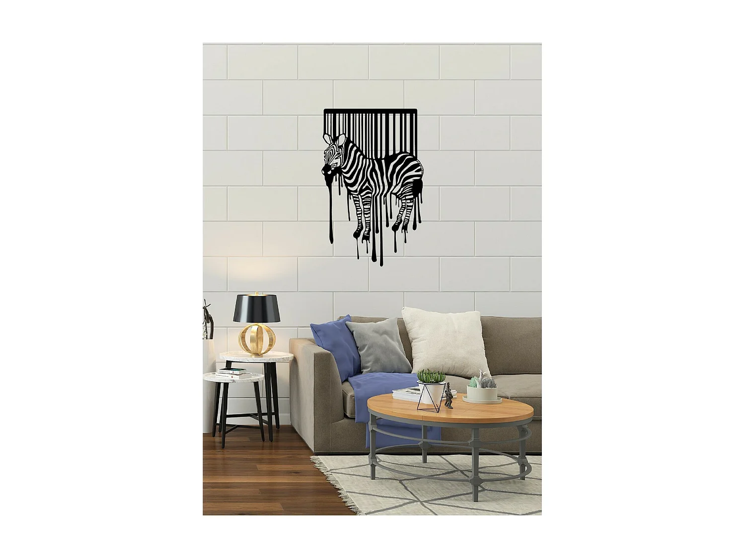 Decoração em Metal Zebra 1, Preto, 58x1,5x90 cm, EPIKASA