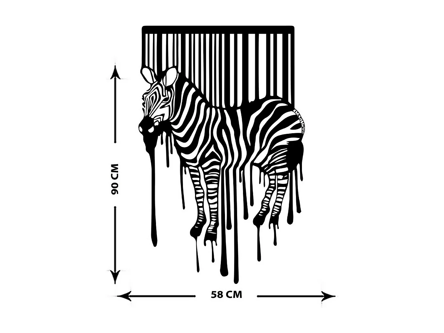 Decoração em Metal Zebra 1, Preto, 58x1,5x90 cm, EPIKASA