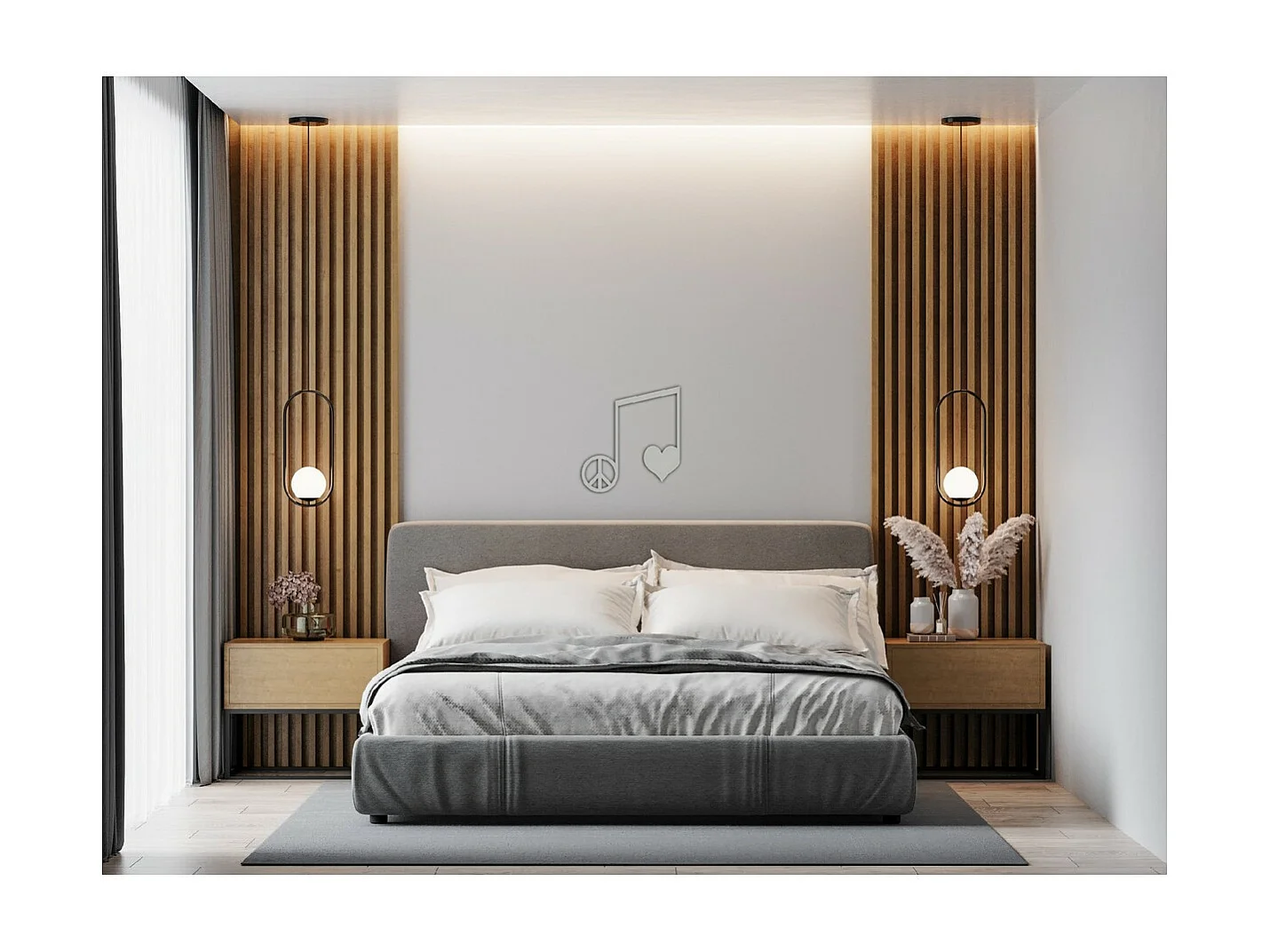 Metalen Decoratie Noten 3 - Zilver - 40x1,5x43 cm - EPIKASA