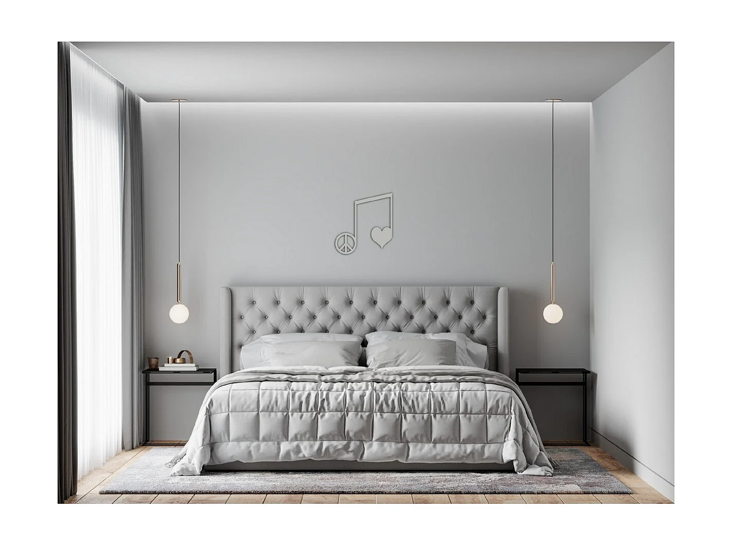 Metalen Decoratie Noten 3 - Zilver - 40x1,5x43 cm - EPIKASA