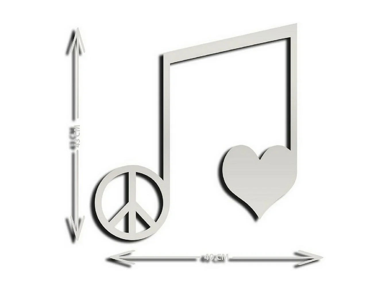 Metalen Decoratie Noten 3 - Zilver - 40x1,5x43 cm - EPIKASA