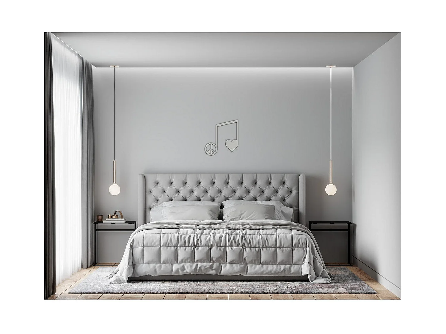 Metalen Decoratie Noten 3 - Zilver - 40x1,5x43 cm - EPIKASA