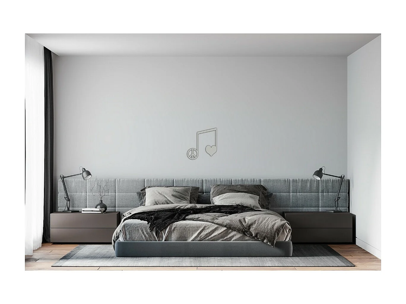 Metalen Decoratie Noten 3 - Zilver - 40x1,5x43 cm - EPIKASA