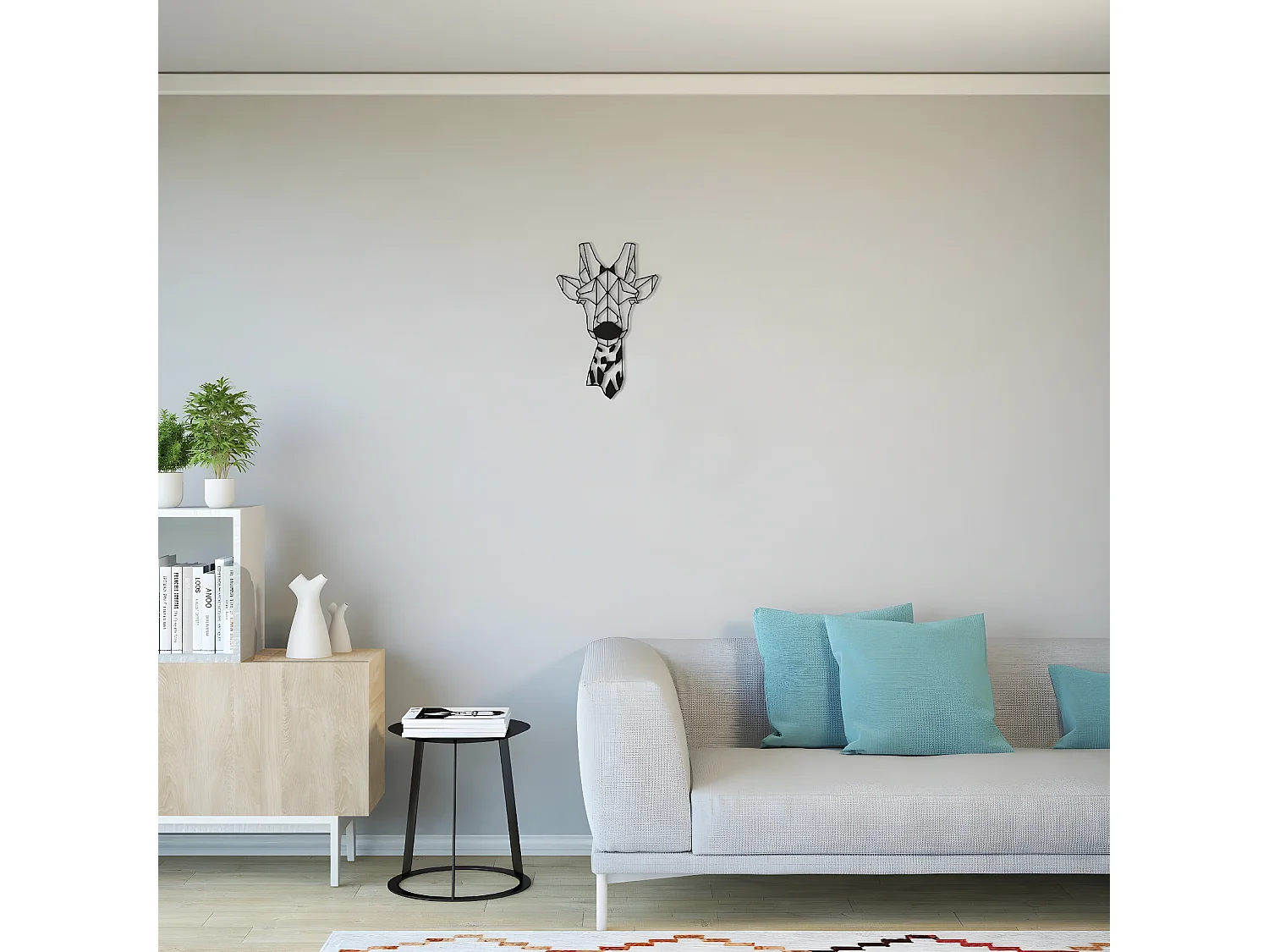 Décoration en Métal Girafe 5, Noir, 33x1,5x50 cm, EPIKASA