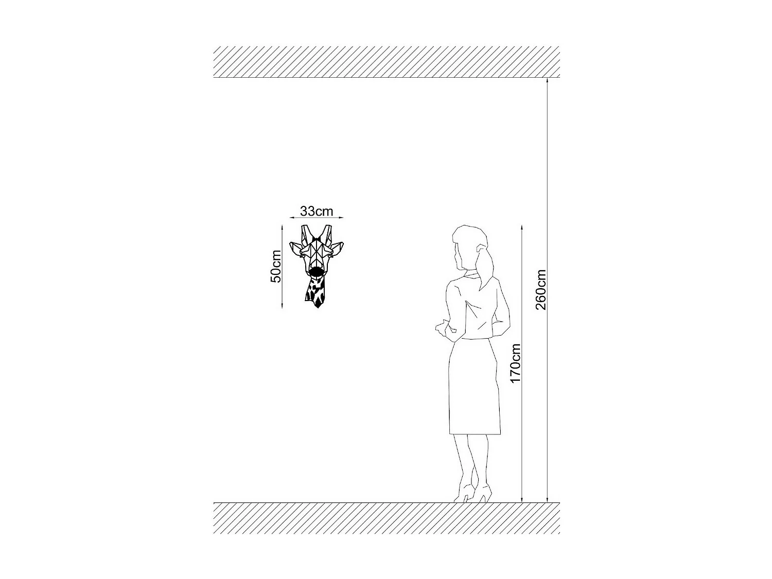 Décoration en Métal Girafe 5, Noir, 33x1,5x50 cm, EPIKASA