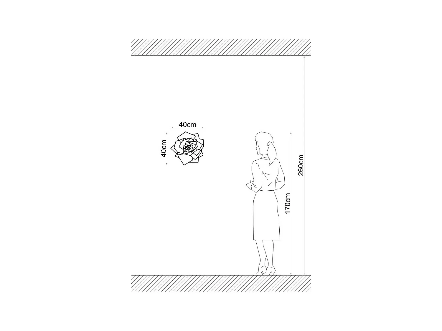 Metalen Decoratie Roze 1 - Zwart - 40x1,5x40 cm - EPIKASA