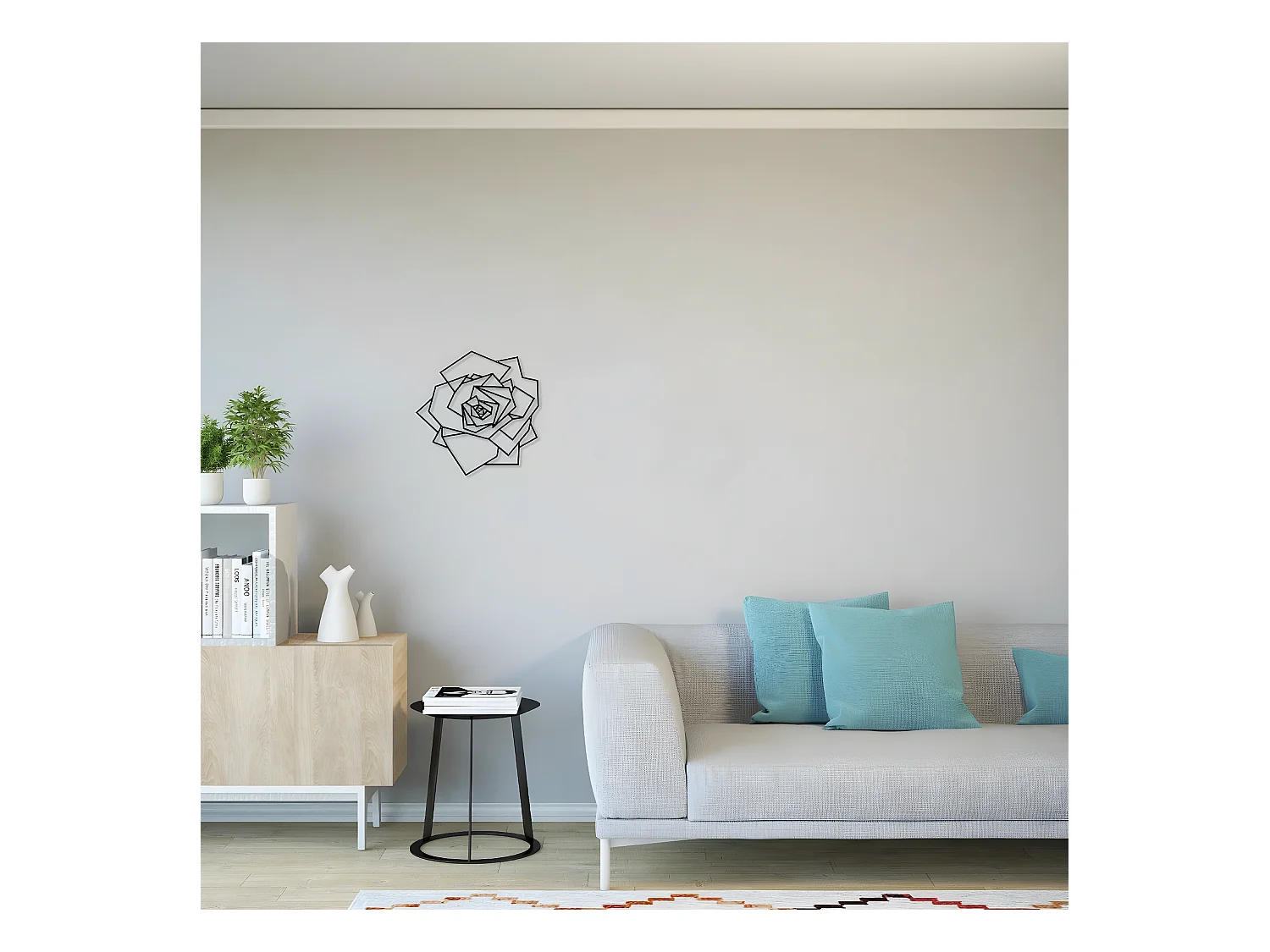 Metalen Decoratie Roze 1 - Zwart - 40x1,5x40 cm - EPIKASA