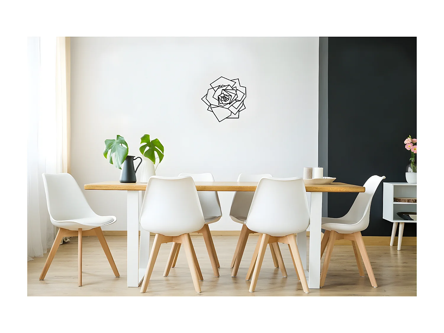 Metalen Decoratie Roze 1 - Zwart - 40x1,5x40 cm - EPIKASA