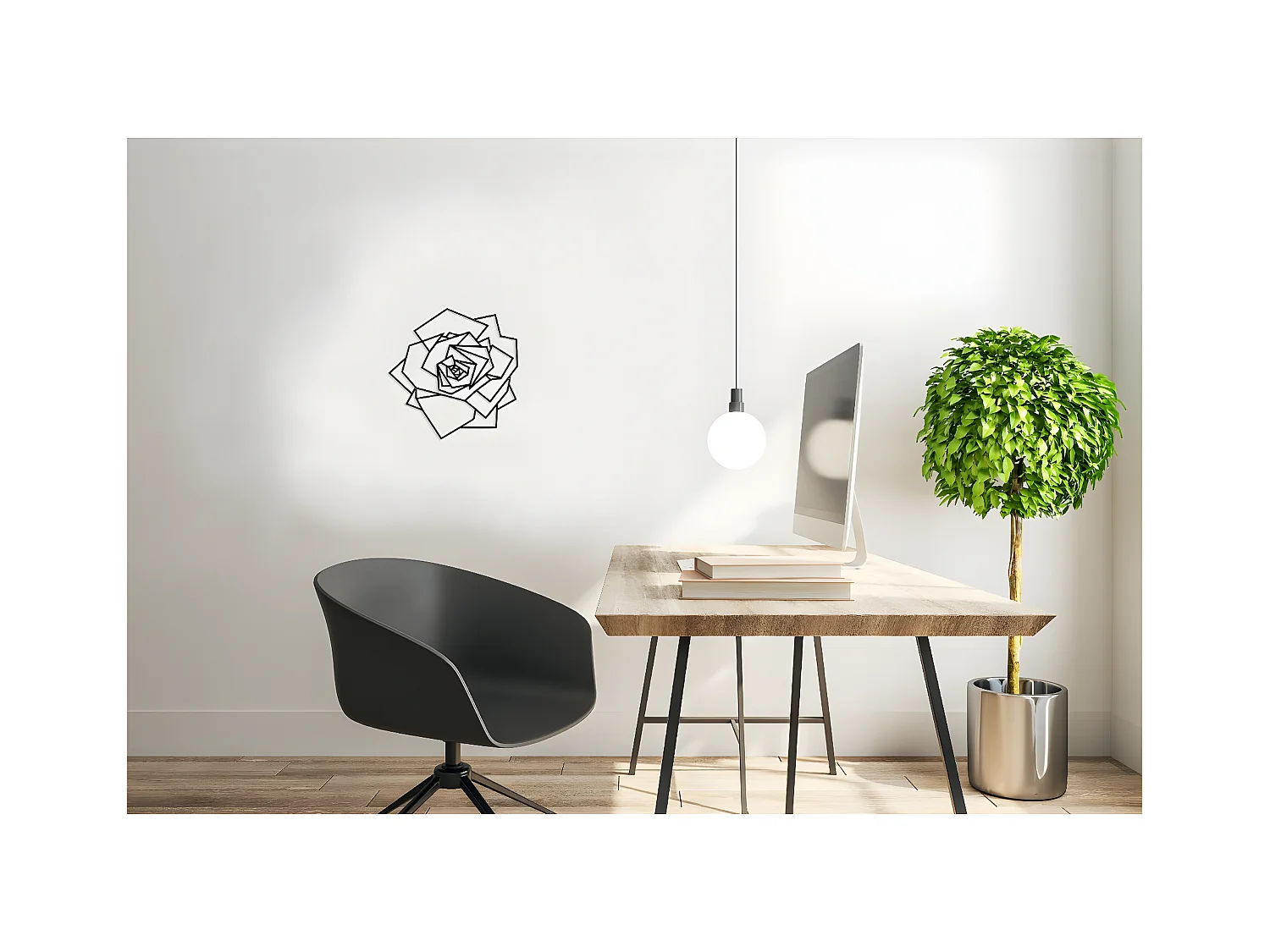 Metalen Decoratie Roze 1 - Zwart - 40x1,5x40 cm - EPIKASA