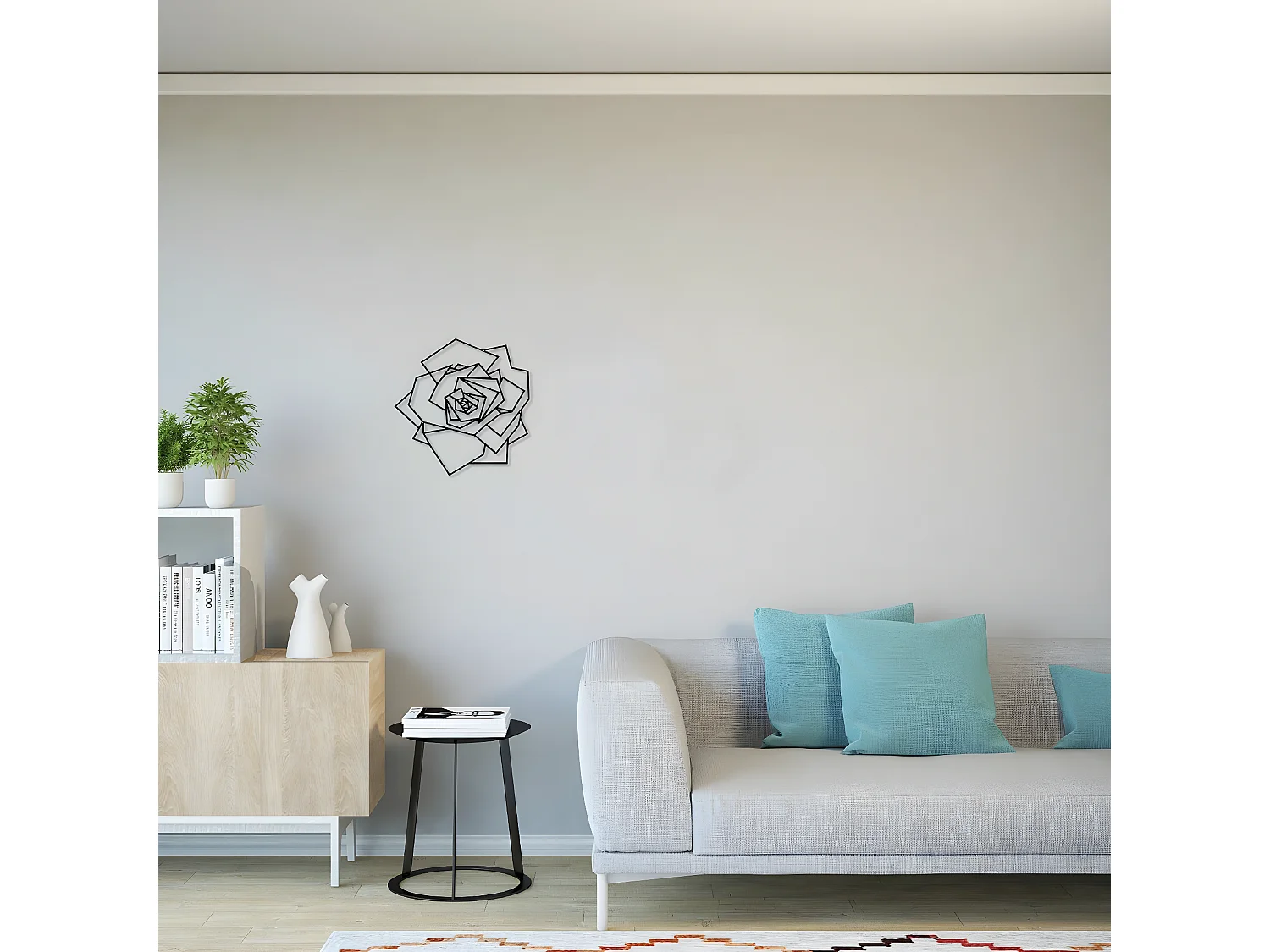 Metalen Decoratie Roze 1 - Zwart - 40x1,5x40 cm - EPIKASA